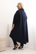 Bluza Narzutka damska Plus Size Punto z bawełną i guzikami granatowa  