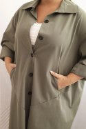 Bluza Narzutka damska Plus Size Punto z bawełną i guzikami khaki  