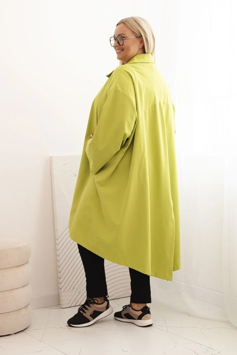 Bluza Narzutka damska Plus Size Punto z bawełną i guzikami pistacjowa  