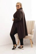 Bluza Narzutka damska Plus Size Punto z bawełną zapinana na guzik brązowa  