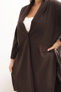 Bluza Narzutka damska Plus Size Punto z bawełną zapinana na guzik brązowa  