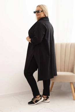 Bluza Narzutka damska Plus Size Punto z bawełną zapinana na guzik czarna  