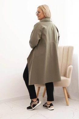 Bluza Narzutka damska Plus Size Punto z bawełną zapinana na guzik khaki  