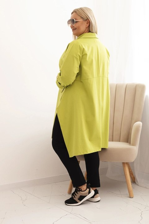 Bluza Narzutka damska Plus Size Punto z bawełną zapinana na guzik pistacjowa  