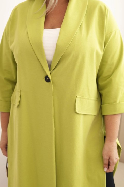 Bluza Narzutka damska Plus Size Punto z bawełną zapinana na guzik pistacjowa  