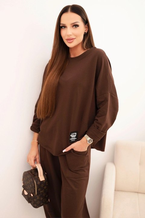 Komplet bawełniany bluza + spodnie czekoladowy Komplet bawełniany bluza + spodnie czekoladowy