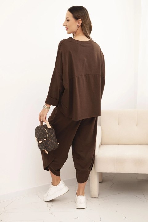 Komplet bawełniany bluza + spodnie czekoladowy Komplet bawełniany bluza + spodnie czekoladowy
