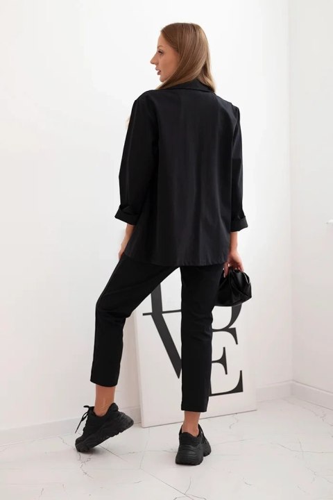 Komplet damski Punto elegancka marynarka i spodnie czarny  