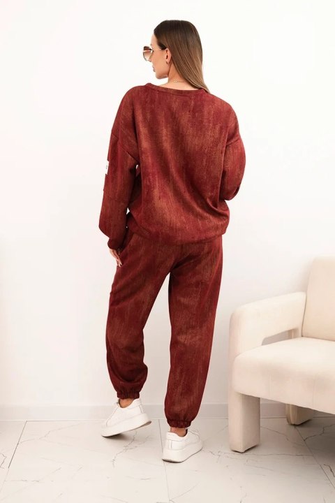 Komplet dresowy damski oversize z wiskozy i z efektem sprania bordowy Komplet dresowy damski oversize z wiskozy i z efektem sprania bordowy