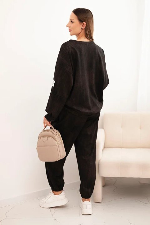 Komplet dresowy damski oversize z wiskozy i z efektem sprania czarny Komplet dresowy damski oversize z wiskozy i z efektem sprania czarny