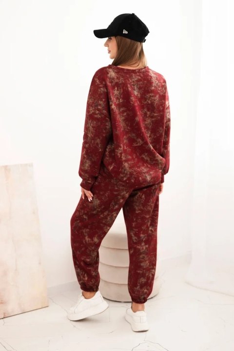 Komplet dresowy damski oversize z wiskozy z wydłużoną bluzą i efektem sprania bordowy Komplet dresowy damski oversize z wiskozy z wydłużoną bluzą i efektem sprania bordowy