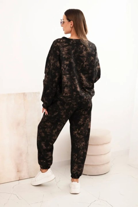 Komplet dresowy damski oversize z wiskozy z wydłużoną bluzą i efektem sprania czarny Komplet dresowy damski oversize z wiskozy z wydłużoną bluzą i efektem sprania czarny