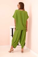 Komplet z wiskozy bluzka + spodnie oliwkowy
