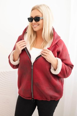 Kurtka damska Plus Size z kapturem i barankiem bordowa