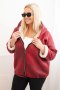 Kurtka damska Plus Size z kapturem i barankiem bordowa
