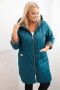Kurtka damska pikowana Plus Size z podszewką w panterkę i kapturem morska
