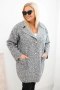 Płaszcz damski Plus Size baranek z wełną i kieszeniami grafitowy melanż
