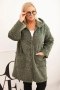 Płaszcz damski Plus Size z wiskozy zapinany na suwak z kapturem khaki