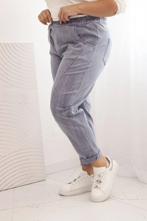 Spodnie damskie Plus Size dekatyzowane z wiskozą i szeroką gumką jeansowe  