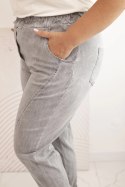 Spodnie damskie Plus Size dekatyzowane z wiskozą i szeroką gumką szare  