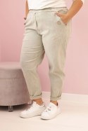 Spodnie damskie dekatyzowane Plus Size z wiskozą i gumką jasne khaki  