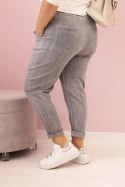 Spodnie damskie dekatyzowane Plus Size z wiskozą i gumką szare  