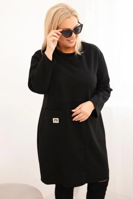 Sukienka damska Plus Size masełko z kieszenią i rękawem 3/4 czarna