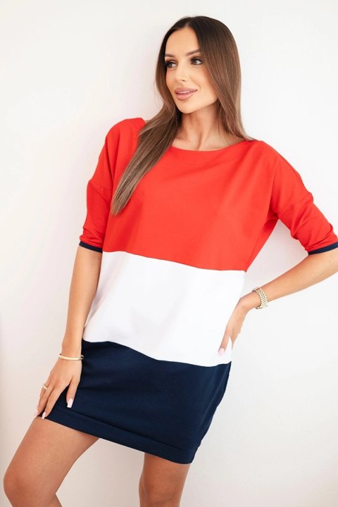 Sukienka damska Plus Size z dekoltem w serek i troczkami czerwona Sukienka damska Plus Size z dekoltem w serek i troczkami czerwona