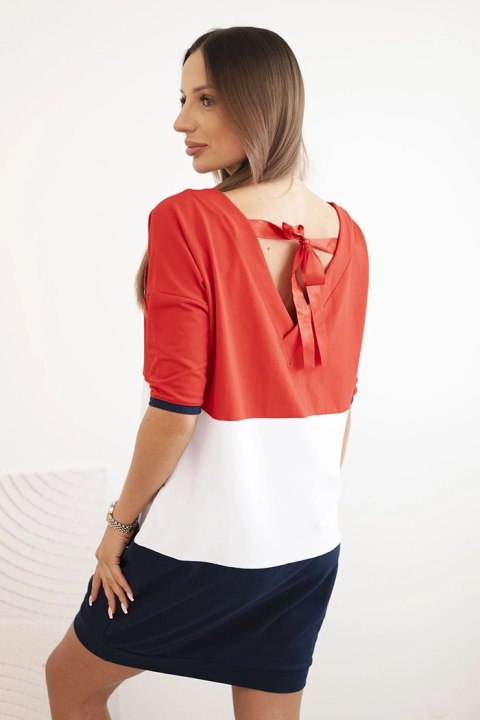 Sukienka damska Plus Size z dekoltem w serek i troczkami czerwona Sukienka damska Plus Size z dekoltem w serek i troczkami czerwona