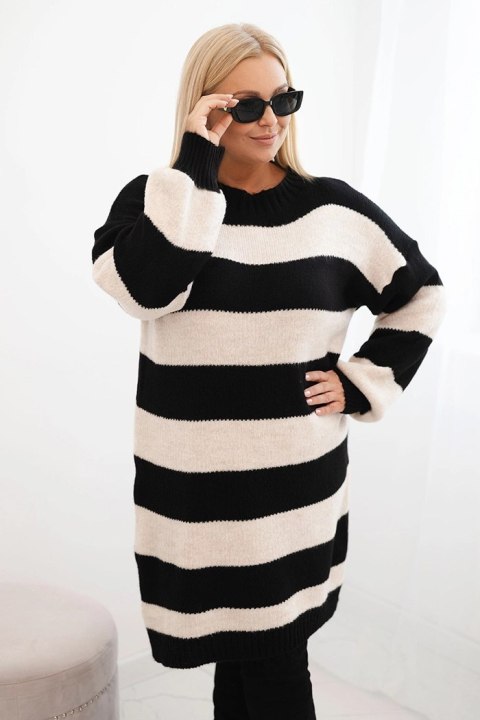 Sukienka damska swetrowa Plus Size w pasy czarna Sukienka damska swetrowa Plus Size w pasy czarna