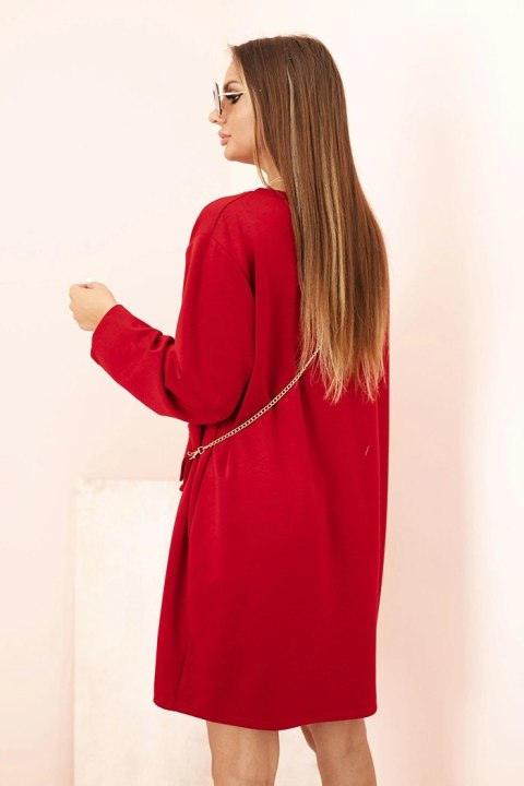 Sukienka damska wiskozowa Plus Size z torebką na łańcuszku czerwona Sukienka damska wiskozowa Plus Size z torebką na łańcuszku czerwona