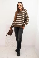 Sweter damski w paski z wełną o luźnym kroju fango