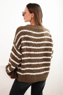 Sweter damski w paski z wełną o luźnym kroju fango