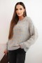 Sweter damski w paski z wełną o luźnym kroju szary
