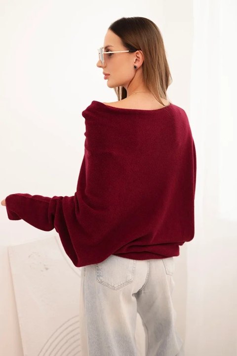 Sweter damski wiskozowy asymetryczny typu nietoperz śliwkowy Sweter damski wiskozowy asymetryczny typu nietoperz śliwkowy