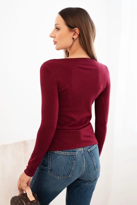 Sweter damski wiskozowy z okrągłym dekoltem i dopasowanym fasonem bordowy Sweter damski wiskozowy z okrągłym dekoltem i dopasowanym fasonem bordowy