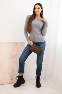 Sweter damski wiskozowy z okrągłym dekoltem i dopasowanym fasonem szary