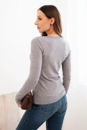 Sweter damski wiskozowy z okrągłym dekoltem i dopasowanym fasonem szary