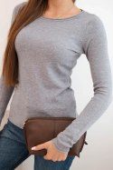 Sweter damski wiskozowy z okrągłym dekoltem i dopasowanym fasonem szary