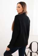 Sweter damski wiskozowy z prążkowanym półgolfem i luźnym fasonem czarny
