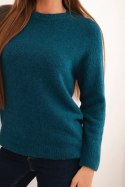Sweter damski z baby alpaki z długim rękawem morski