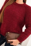 Sweter damski z miękkiego moheru bordowy