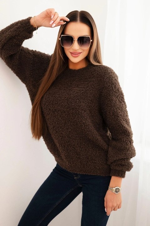Sweter damski z miękkiego moheru brązowy Sweter damski z miękkiego moheru brązowy