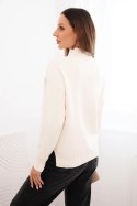Sweter damski z półgolfem wiskozowy o luźnym kroju ecru