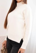 Sweter damski z półgolfem wiskozowy o luźnym kroju ecru