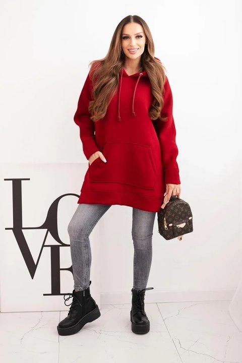 Bluza ocieplana z rozcięciami na bokach bordowa Bluza ocieplana z rozcięciami na bokach bordowa