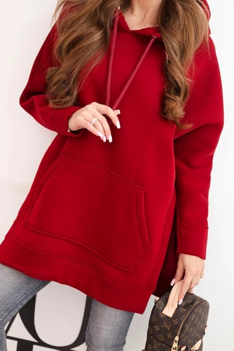 Bluza ocieplana z rozcięciami na bokach bordowa Bluza ocieplana z rozcięciami na bokach bordowa
