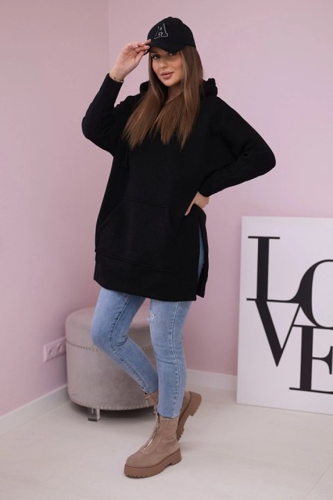 Bluza ocieplana z rozcięciami na bokach czarna Bluza ocieplana z rozcięciami na bokach czarna