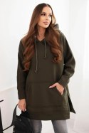 Bluza ocieplana z rozcięciami na bokach khaki