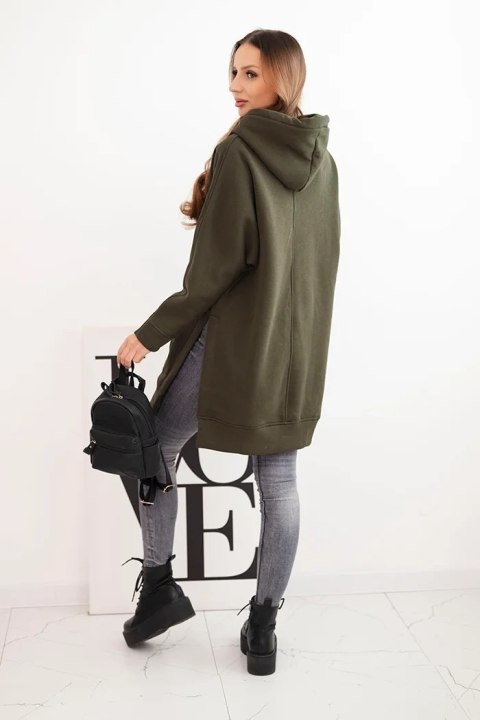 Bluza ocieplana z rozcięciami na bokach khaki